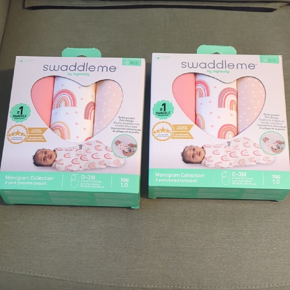 SwaddleMe Monogram Collection Swaddle Set - Pink and White